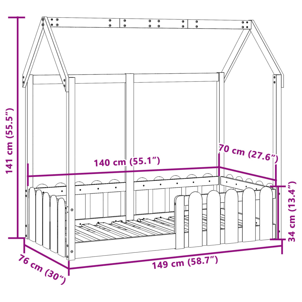 Bedhuis wit massief grenenhout 70x140 cm Bedden & bedframes | Creëer jouw Trendy Thuis | Gratis bezorgd & Retour | Trendy.nl