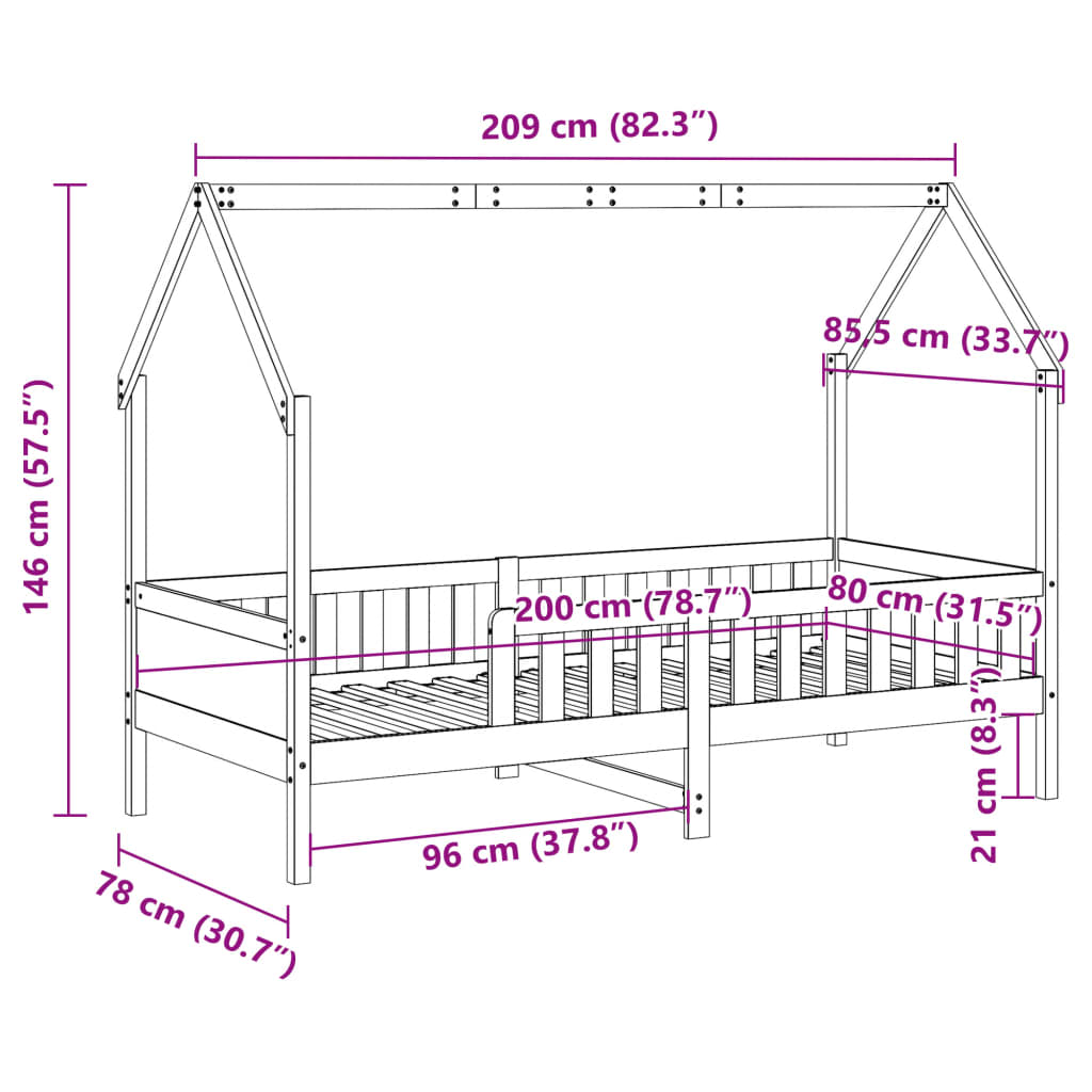 Bedhuis wit massief grenenhout 80x200 cm Bedden & bedframes | Creëer jouw Trendy Thuis | Gratis bezorgd & Retour | Trendy.nl