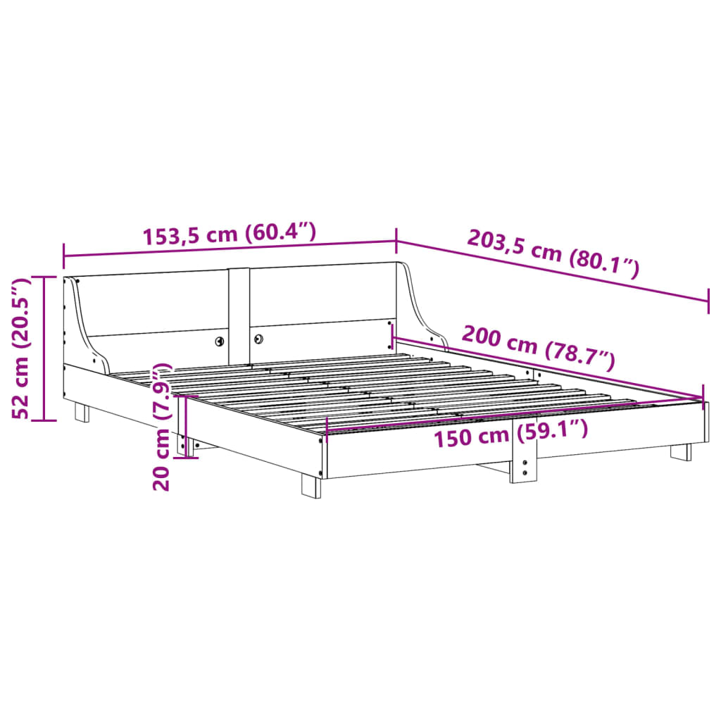 Bedframe zonder matras massief grenenhout 150x200 cm Bedden & bedframes | Creëer jouw Trendy Thuis | Gratis bezorgd & Retour | Trendy.nl