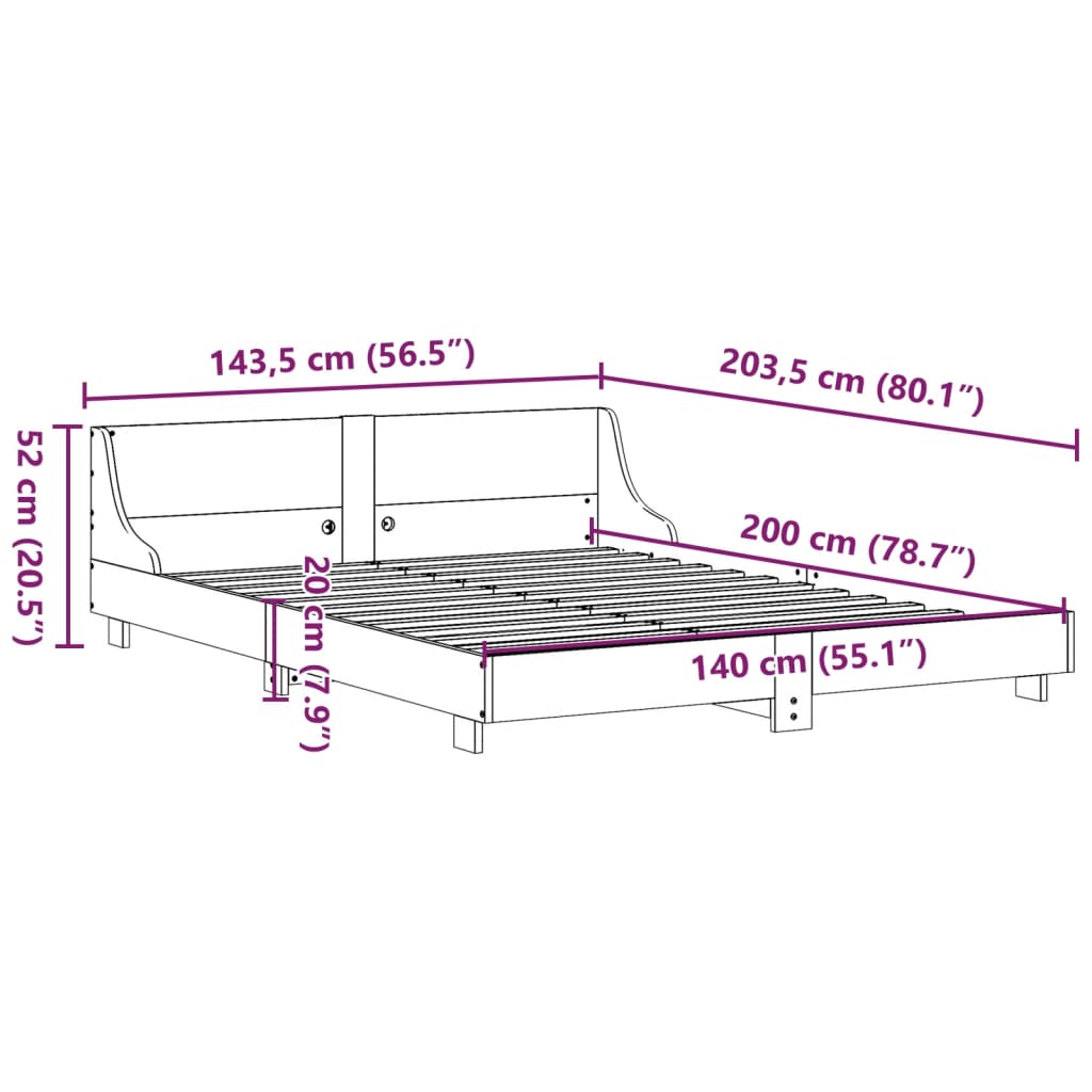 Bedframe zonder matras massief grenenhout 140x200 cm Bedden & bedframes | Creëer jouw Trendy Thuis | Gratis bezorgd & Retour | Trendy.nl