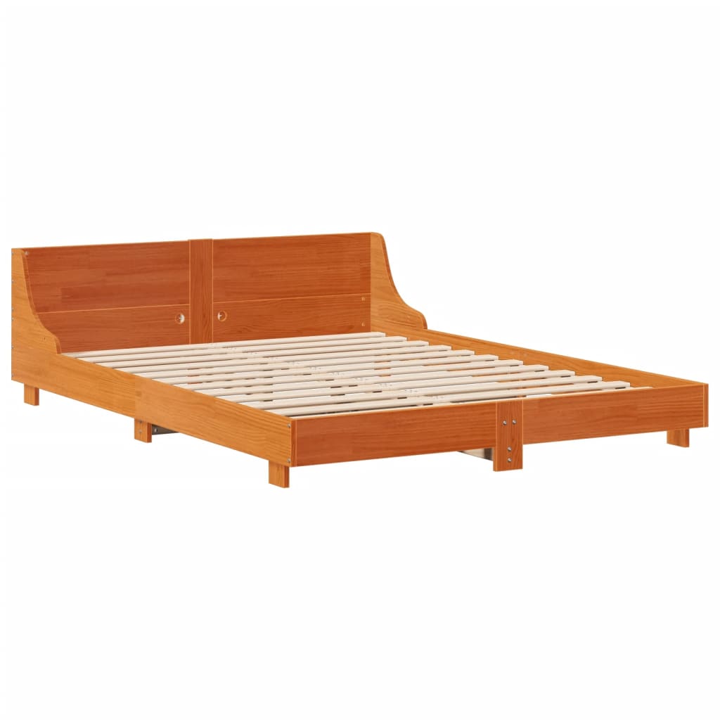 Bedframe zonder matras massief grenenhout wasbruin 120x200 cm Bedden & bedframes | Creëer jouw Trendy Thuis | Gratis bezorgd & Retour | Trendy.nl