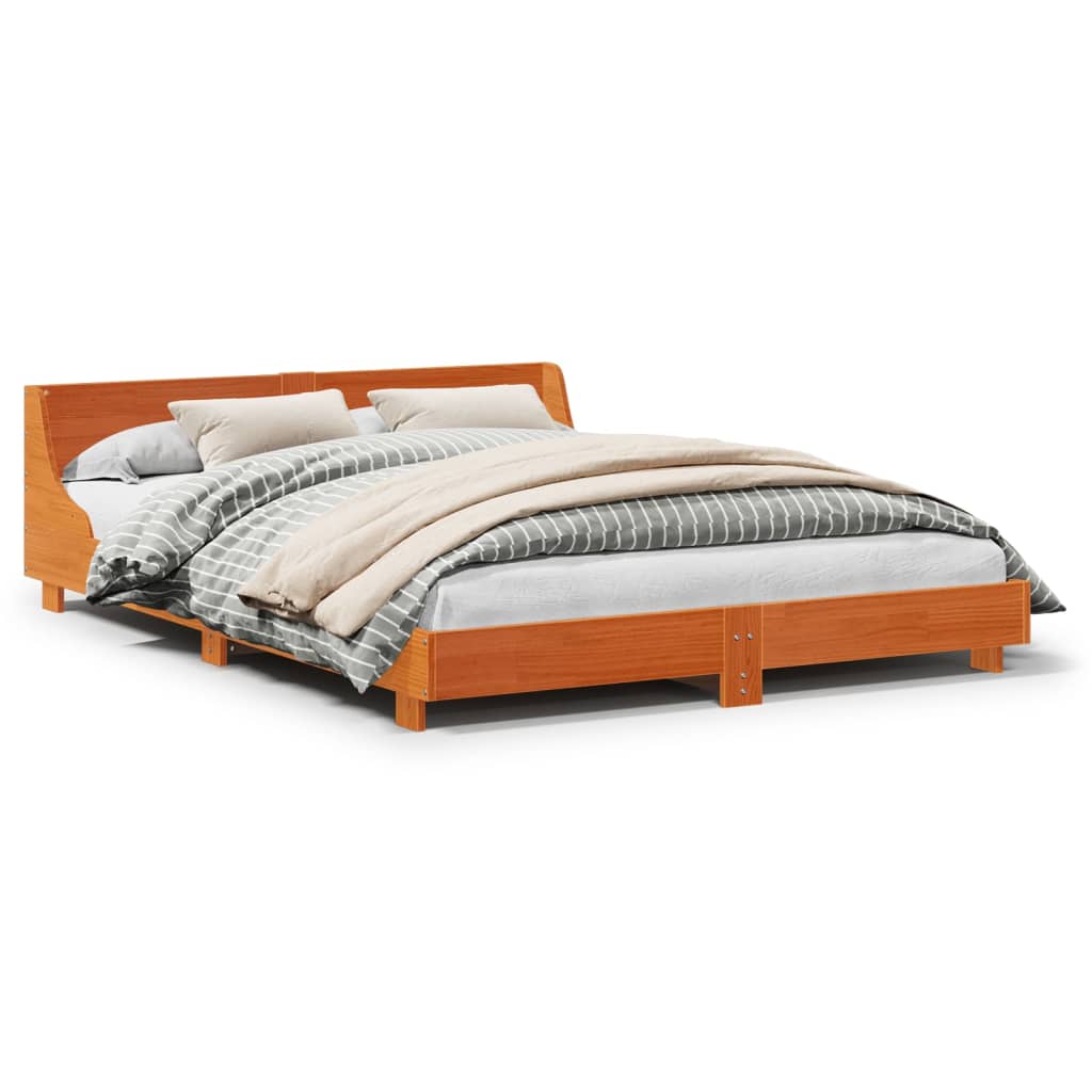 Bedframe zonder matras massief grenenhout wasbruin 120x200 cm Bedden & bedframes | Creëer jouw Trendy Thuis | Gratis bezorgd & Retour | Trendy.nl