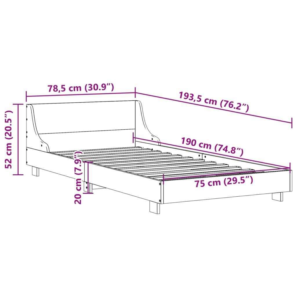 Bedframe zonder matras massief grenenhout wit 75x190 cm Bedden & bedframes | Creëer jouw Trendy Thuis | Gratis bezorgd & Retour | Trendy.nl