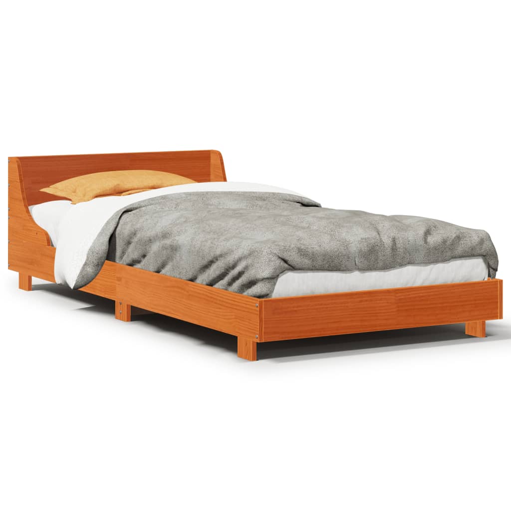 Bedframe zonder matras massief grenenhout wasbruin 75x190 cm Bedden & bedframes | Creëer jouw Trendy Thuis | Gratis bezorgd & Retour | Trendy.nl