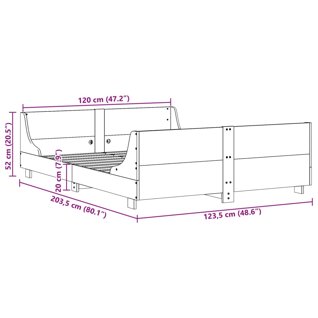 Bedframe zonder matras massief grenenhout 120x200 cm Bedden & bedframes | Creëer jouw Trendy Thuis | Gratis bezorgd & Retour | Trendy.nl