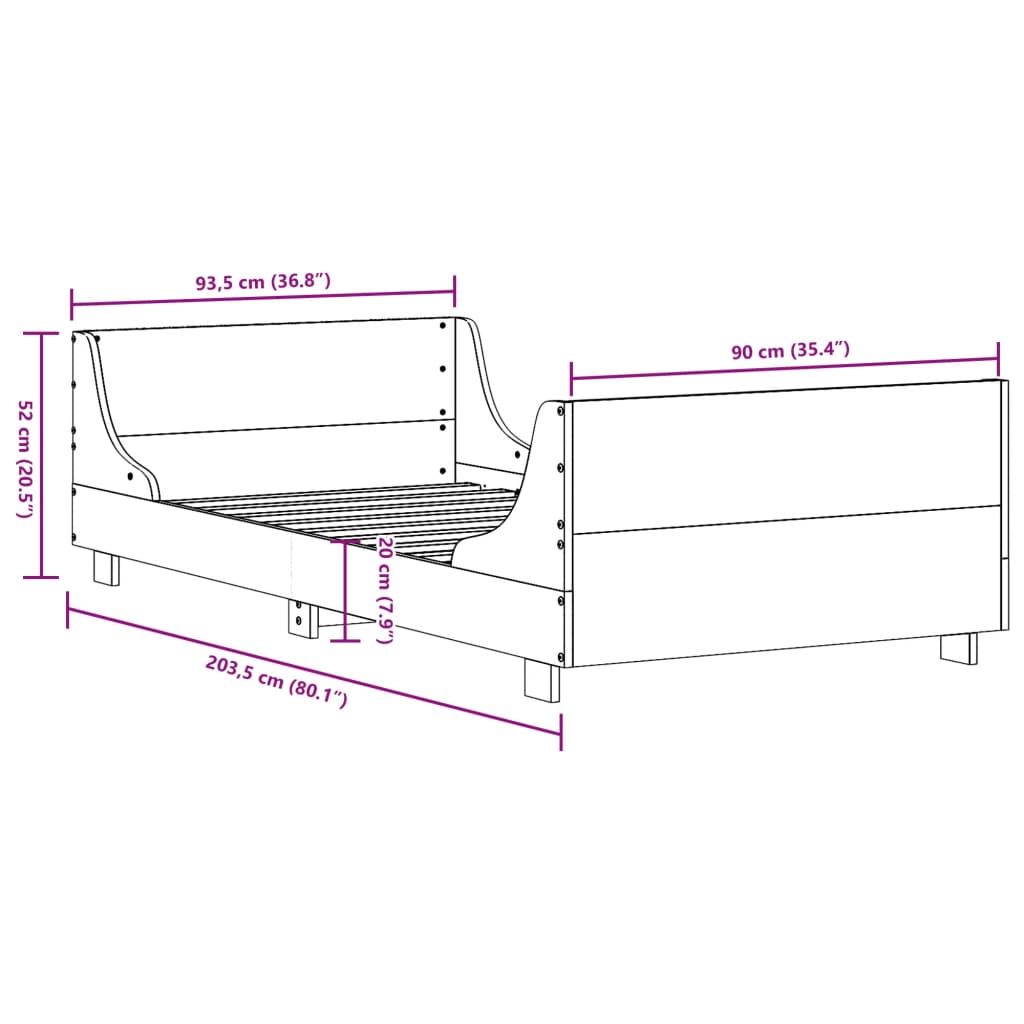 Bedframe zonder matras massief grenenhout wit 90x200 cm Bedden & bedframes | Creëer jouw Trendy Thuis | Gratis bezorgd & Retour | Trendy.nl