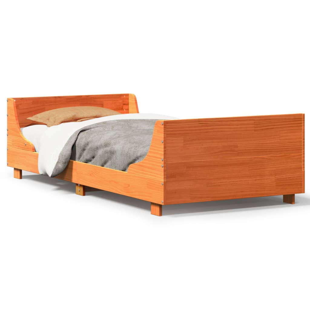 Bedframe zonder matras massief grenenhout wasbruin 90x200 cm Bedden & bedframes | Creëer jouw Trendy Thuis | Gratis bezorgd & Retour | Trendy.nl