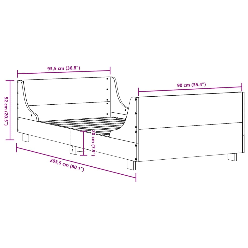 Bedframe zonder matras massief grenenhout wasbruin 90x200 cm Bedden & bedframes | Creëer jouw Trendy Thuis | Gratis bezorgd & Retour | Trendy.nl