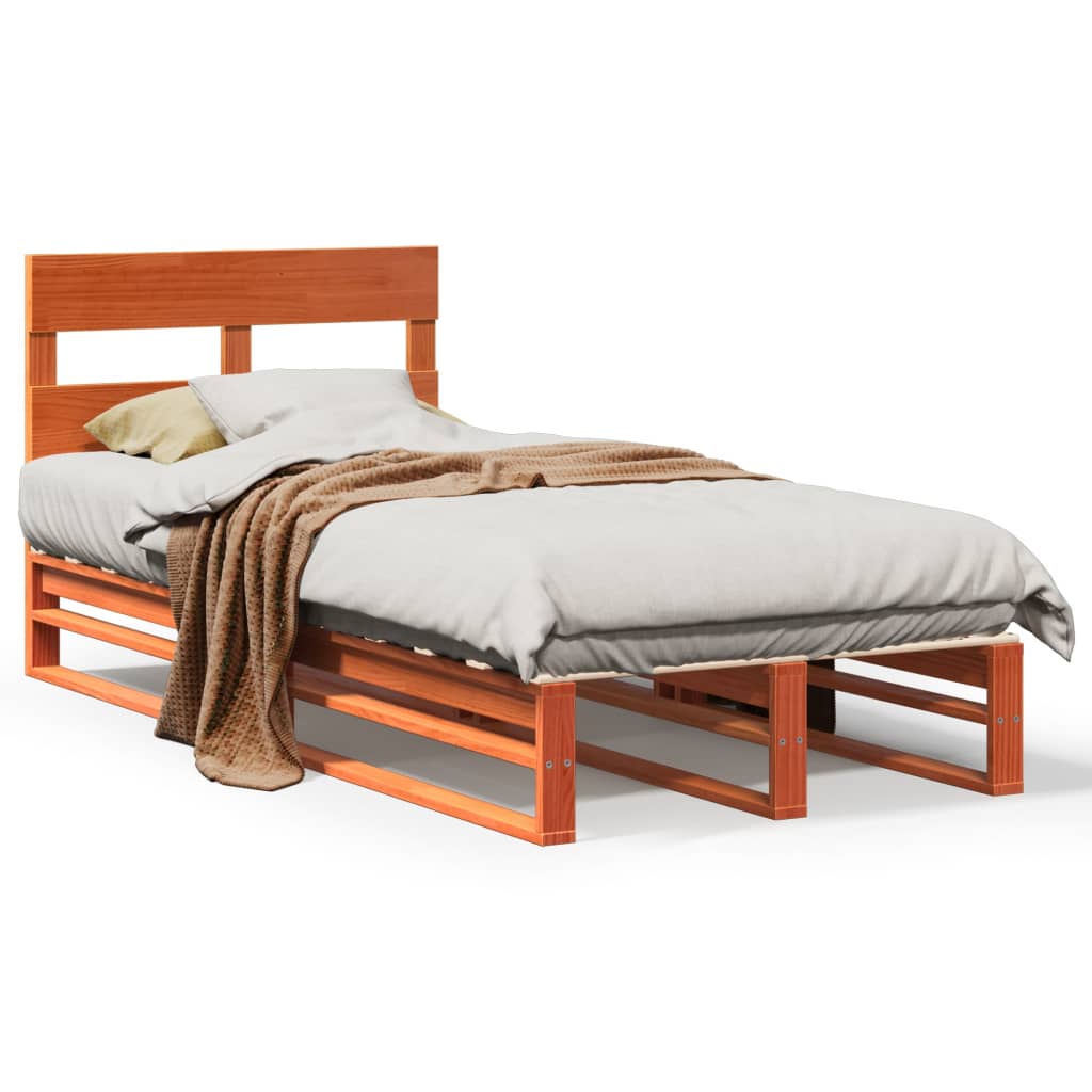 Bedframe zonder matras massief grenenhout wasbruin 90x190 cm Bedden & bedframes | Creëer jouw Trendy Thuis | Gratis bezorgd & Retour | Trendy.nl