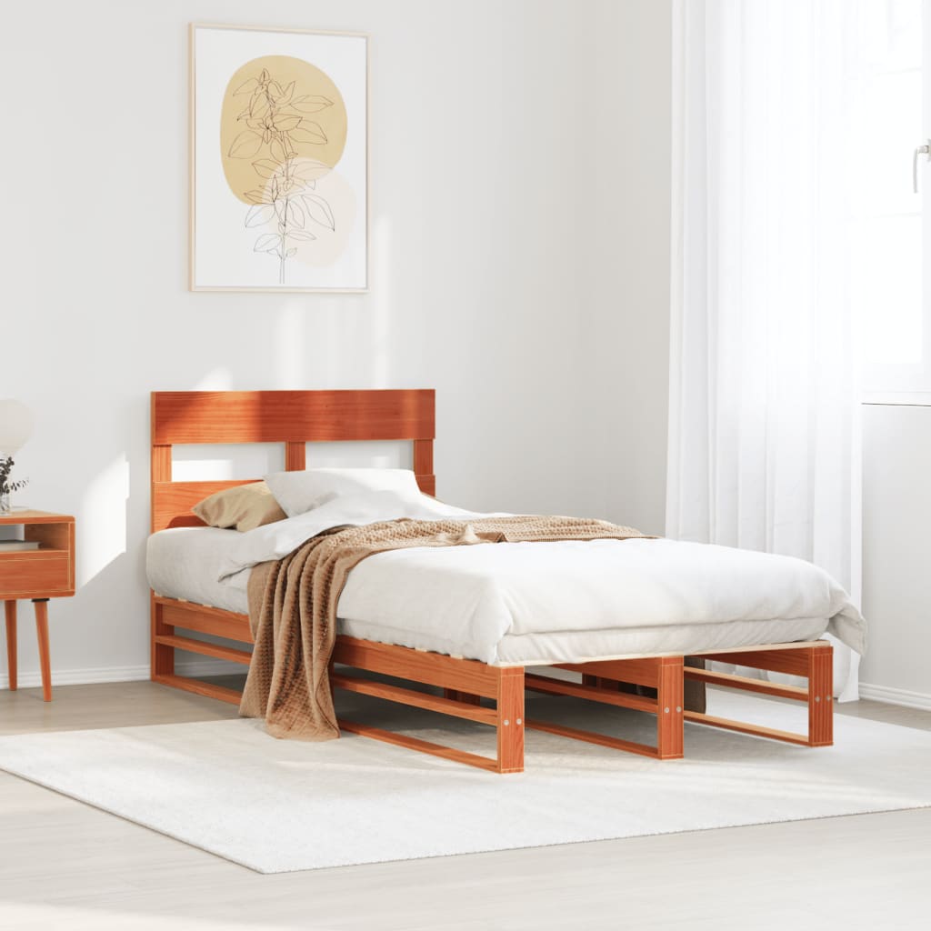 Bedframe zonder matras massief grenenhout wasbruin 90x190 cm Bedden & bedframes | Creëer jouw Trendy Thuis | Gratis bezorgd & Retour | Trendy.nl