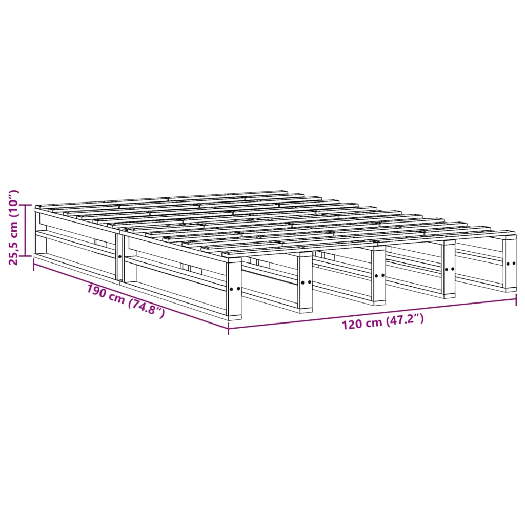 Bedframe zonder matras massief grenenhout 120x190 cm Bedden & bedframes | Creëer jouw Trendy Thuis | Gratis bezorgd & Retour | Trendy.nl