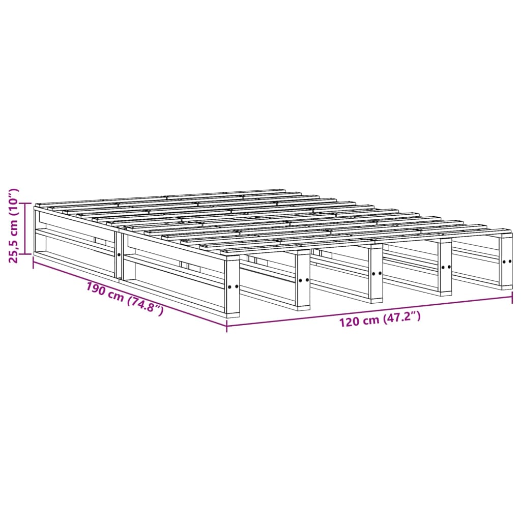 Bedframe zonder matras massief grenenhout wit 120x190 cm Bedden & bedframes | Creëer jouw Trendy Thuis | Gratis bezorgd & Retour | Trendy.nl