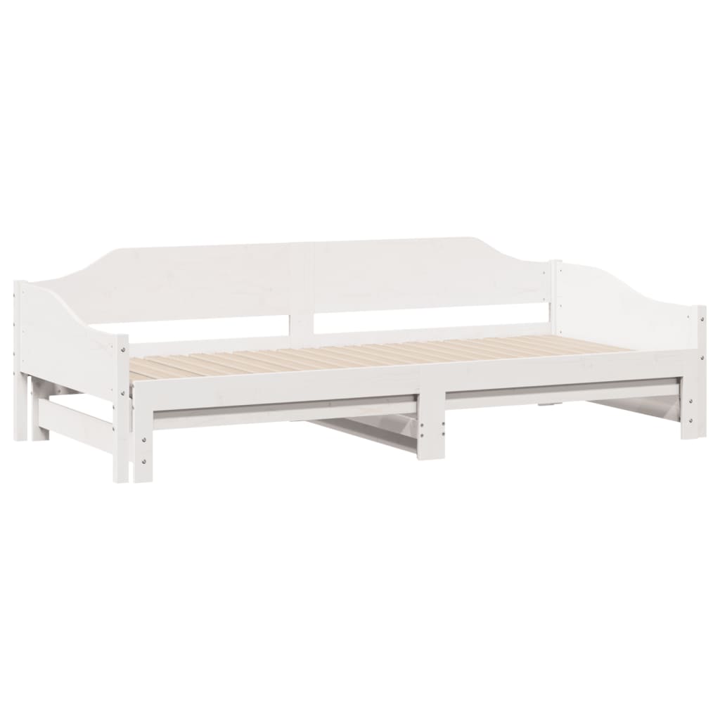 Slaapbank met onderschuifbed 90x190 cm massief grenenhout wit Bedden & bedframes | Creëer jouw Trendy Thuis | Gratis bezorgd & Retour | Trendy.nl