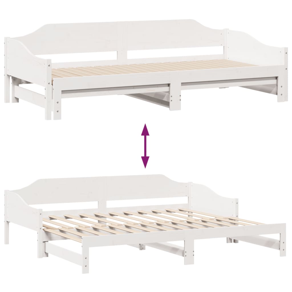 Slaapbank met onderschuifbed 90x190 cm massief grenenhout wit Bedden & bedframes | Creëer jouw Trendy Thuis | Gratis bezorgd & Retour | Trendy.nl