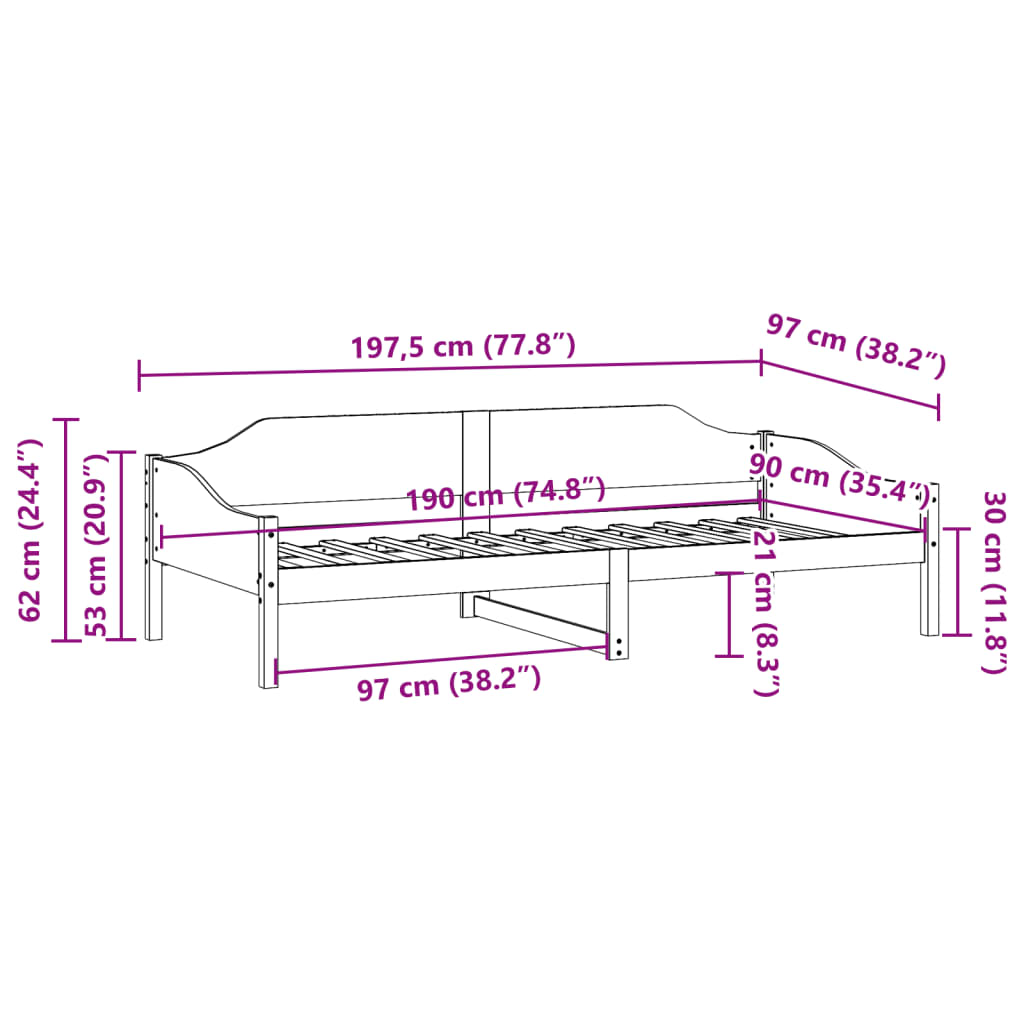 Bedframe zonder matras massief grenenhout 90x190 cm Bedden & bedframes | Creëer jouw Trendy Thuis | Gratis bezorgd & Retour | Trendy.nl