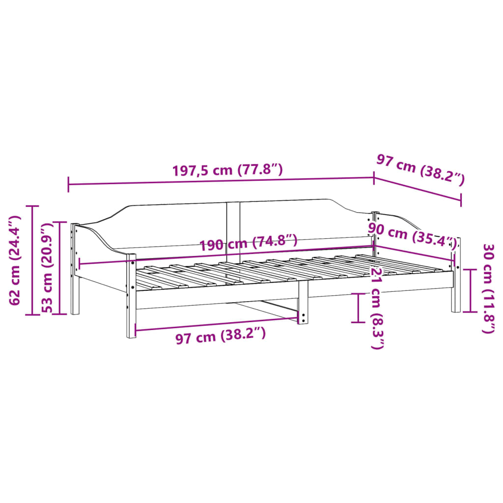 Bedframe zonder matras massief grenenhout wit 90x190 cm Bedden & bedframes | Creëer jouw Trendy Thuis | Gratis bezorgd & Retour | Trendy.nl