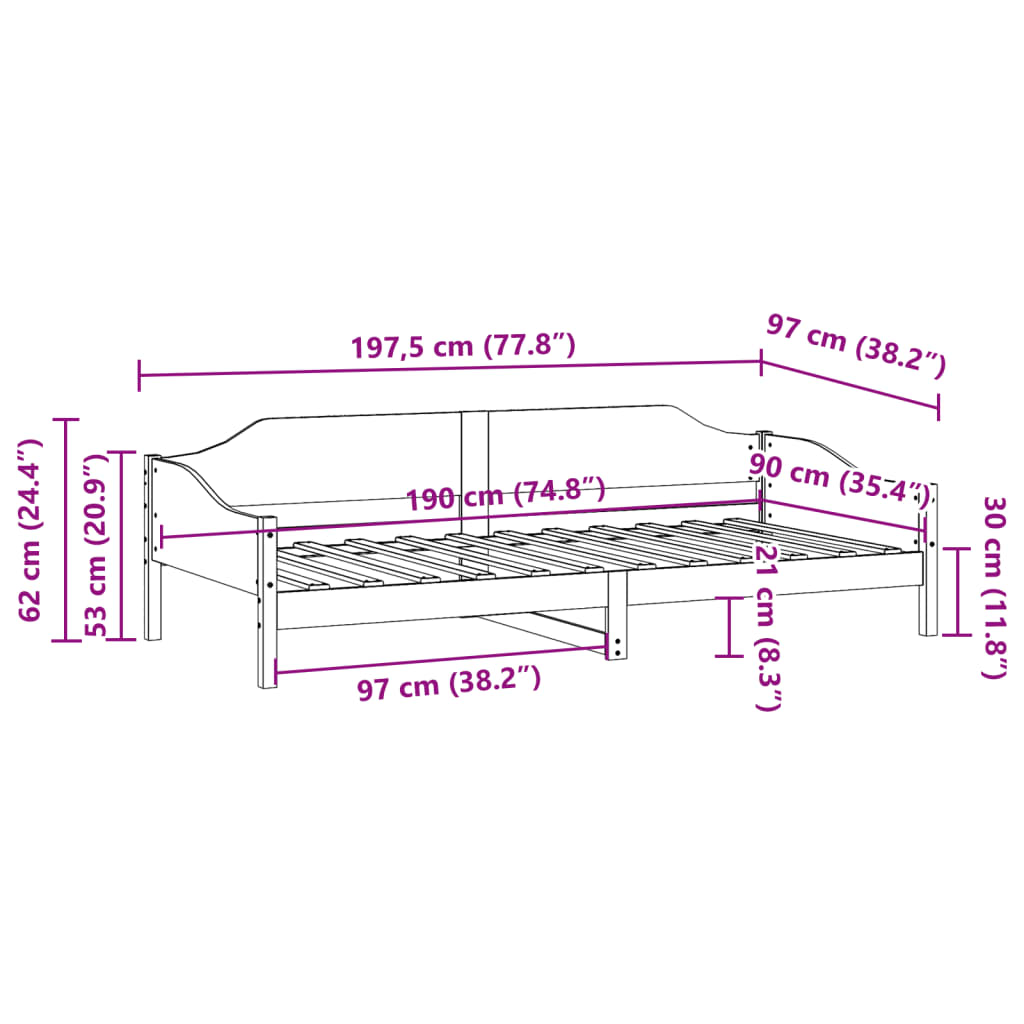 Bedframe zonder matras massief grenenhout wasbruin 90x190 cm Bedden & bedframes | Creëer jouw Trendy Thuis | Gratis bezorgd & Retour | Trendy.nl