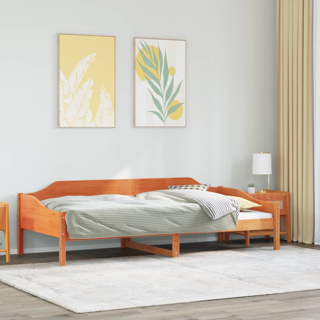 Bedframe zonder matras massief grenenhout wasbruin 90x190 cm Bedden & bedframes | Creëer jouw Trendy Thuis | Gratis bezorgd & Retour | Trendy.nl