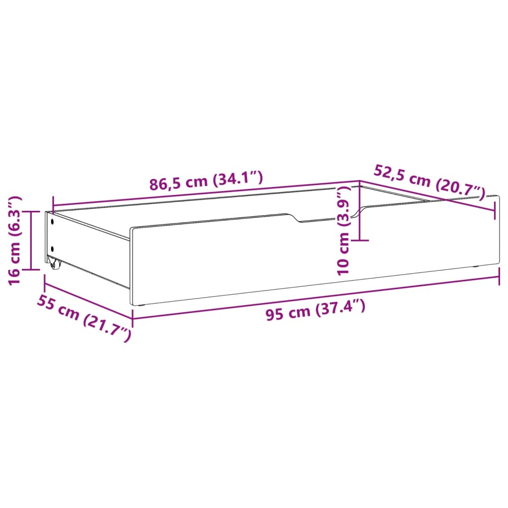 Bedlades 2 st 95x55x16 massief grenenhout wasbruin Opbergladen voor huishoudelijke artikelen | Creëer jouw Trendy Thuis | Gratis bezorgd & Retour | Trendy.nl