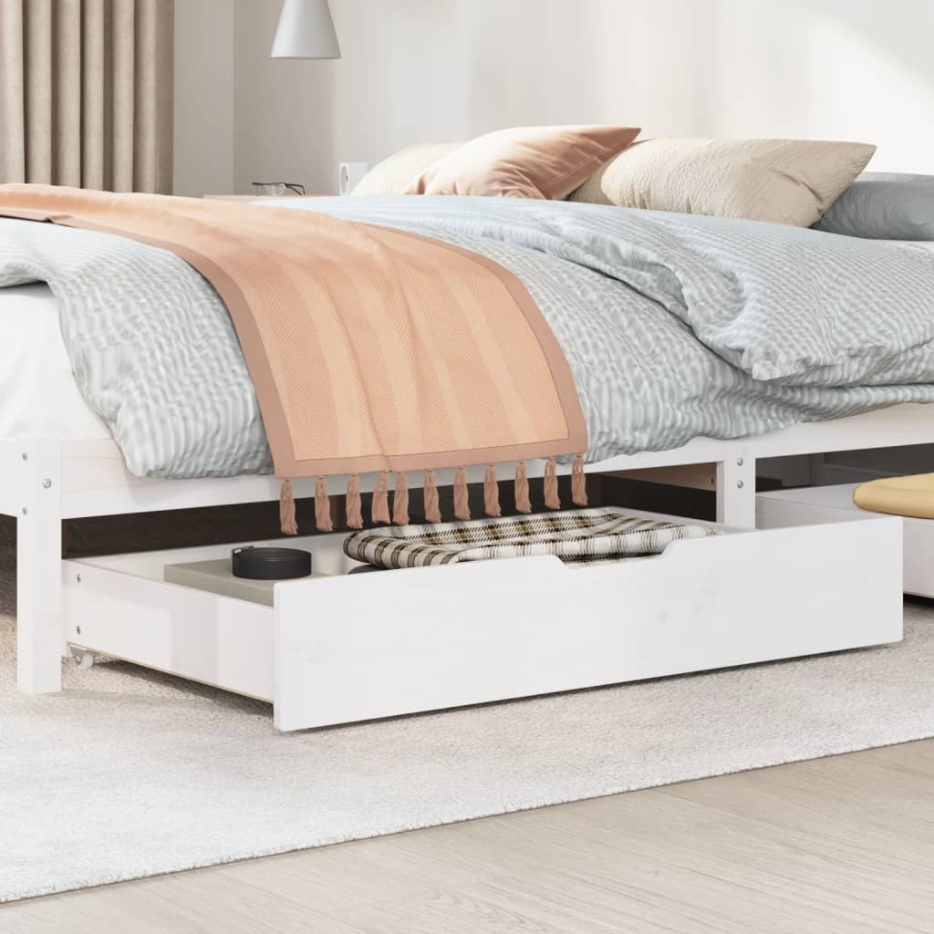 Bedlades 2 st 90x55x16 cm massief grenenhout wit Opbergladen voor huishoudelijke artikelen | Creëer jouw Trendy Thuis | Gratis bezorgd & Retour | Trendy.nl