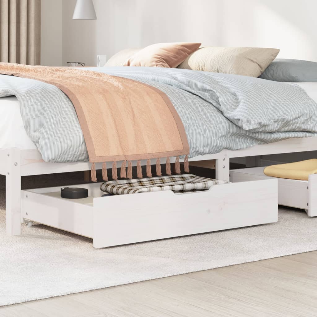 Bedlades 2 st 85x55x16 cm massief grenenhout wit Opbergladen voor huishoudelijke artikelen | Creëer jouw Trendy Thuis | Gratis bezorgd & Retour | Trendy.nl