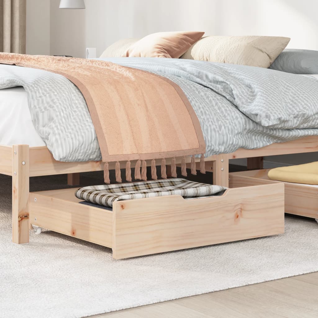 Bedlades 2 st met wieltjes 75x55x16 cm massief grenenhout Opbergladen voor huishoudelijke artikelen | Creëer jouw Trendy Thuis | Gratis bezorgd & Retour | Trendy.nl