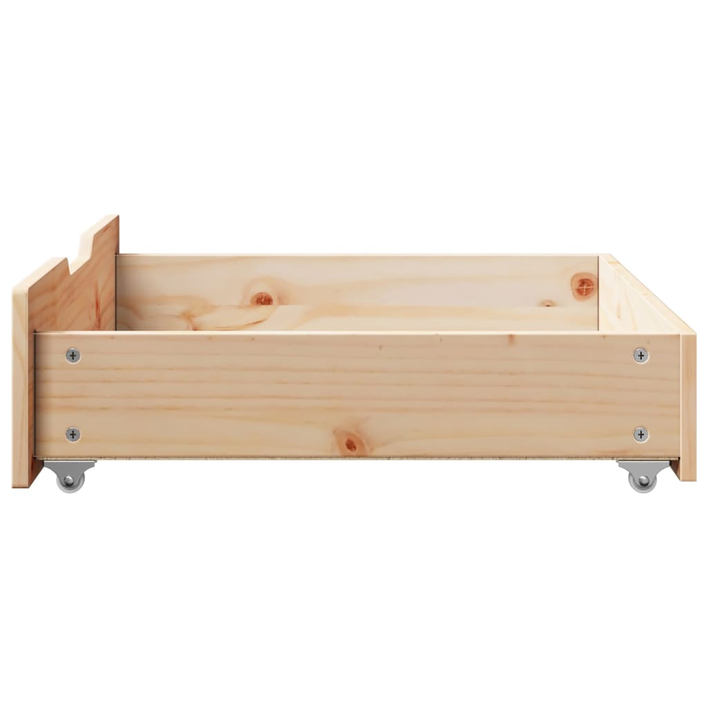 Bedlades 2 st met wieltjes 75x55x16 cm massief grenenhout Opbergladen voor huishoudelijke artikelen | Creëer jouw Trendy Thuis | Gratis bezorgd & Retour | Trendy.nl