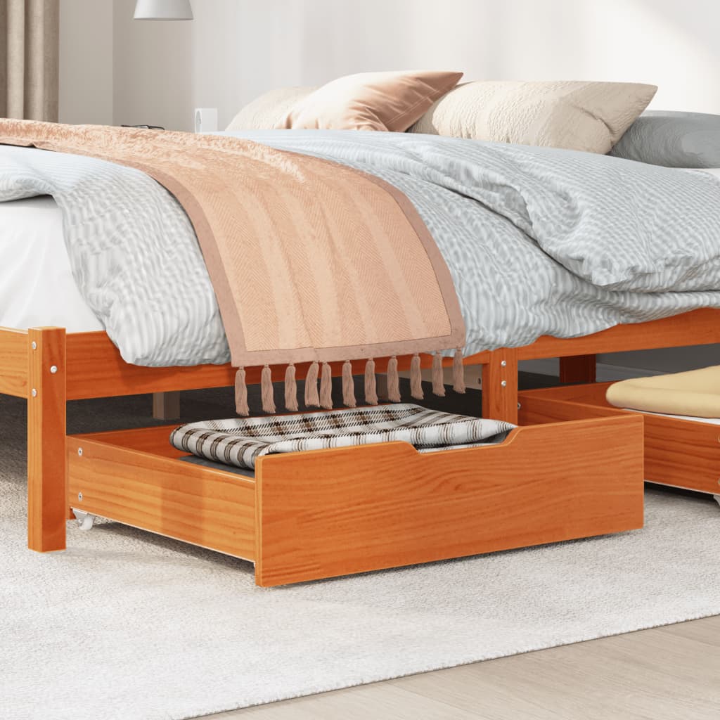 Bedlades 2 st 75x55x16 massief grenenhout wasbruin Opbergladen voor huishoudelijke artikelen | Creëer jouw Trendy Thuis | Gratis bezorgd & Retour | Trendy.nl