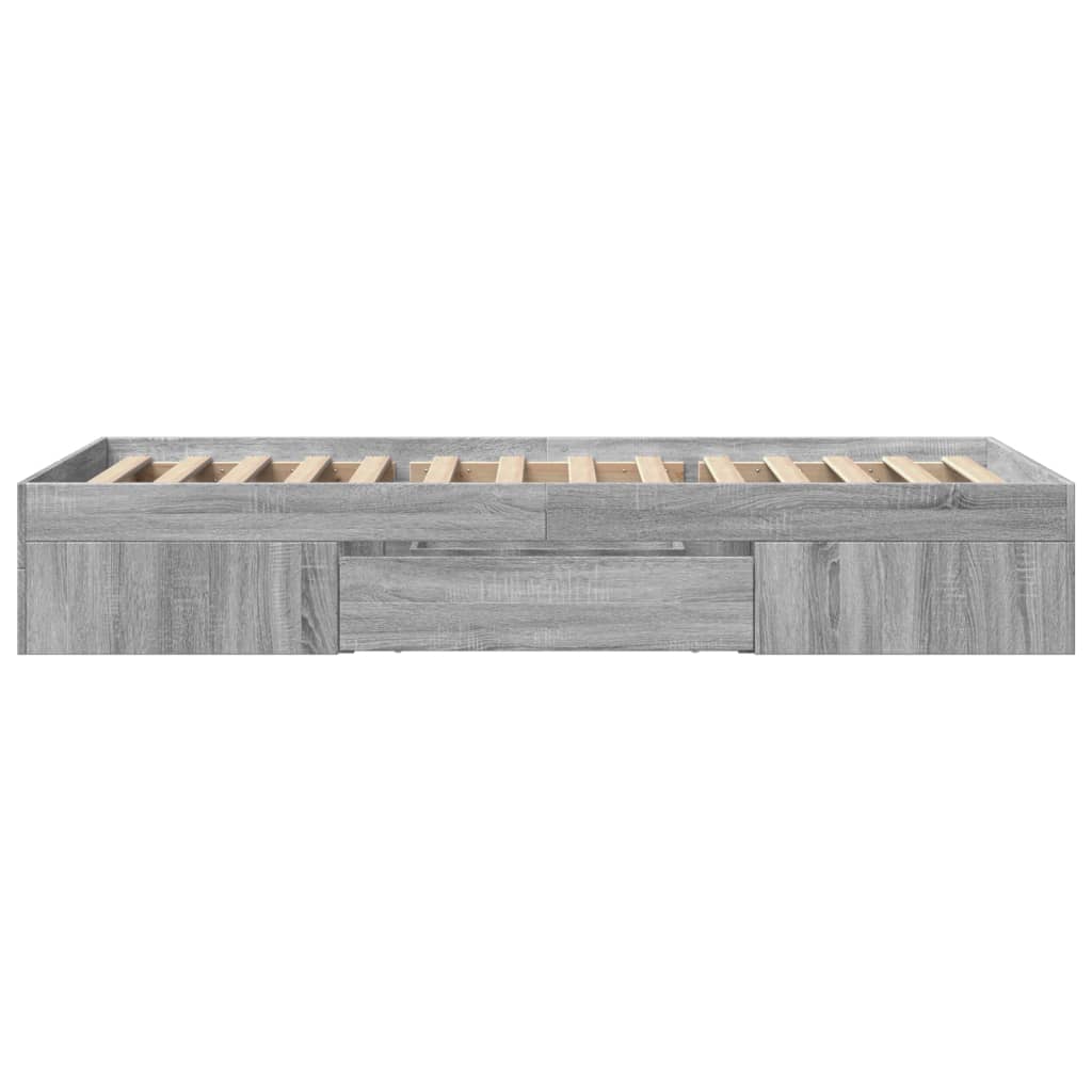 Bedframe bewerkt hout grijs sonoma eikenkleurig 100x200 cm Bedden & bedframes | Creëer jouw Trendy Thuis | Gratis bezorgd & Retour | Trendy.nl