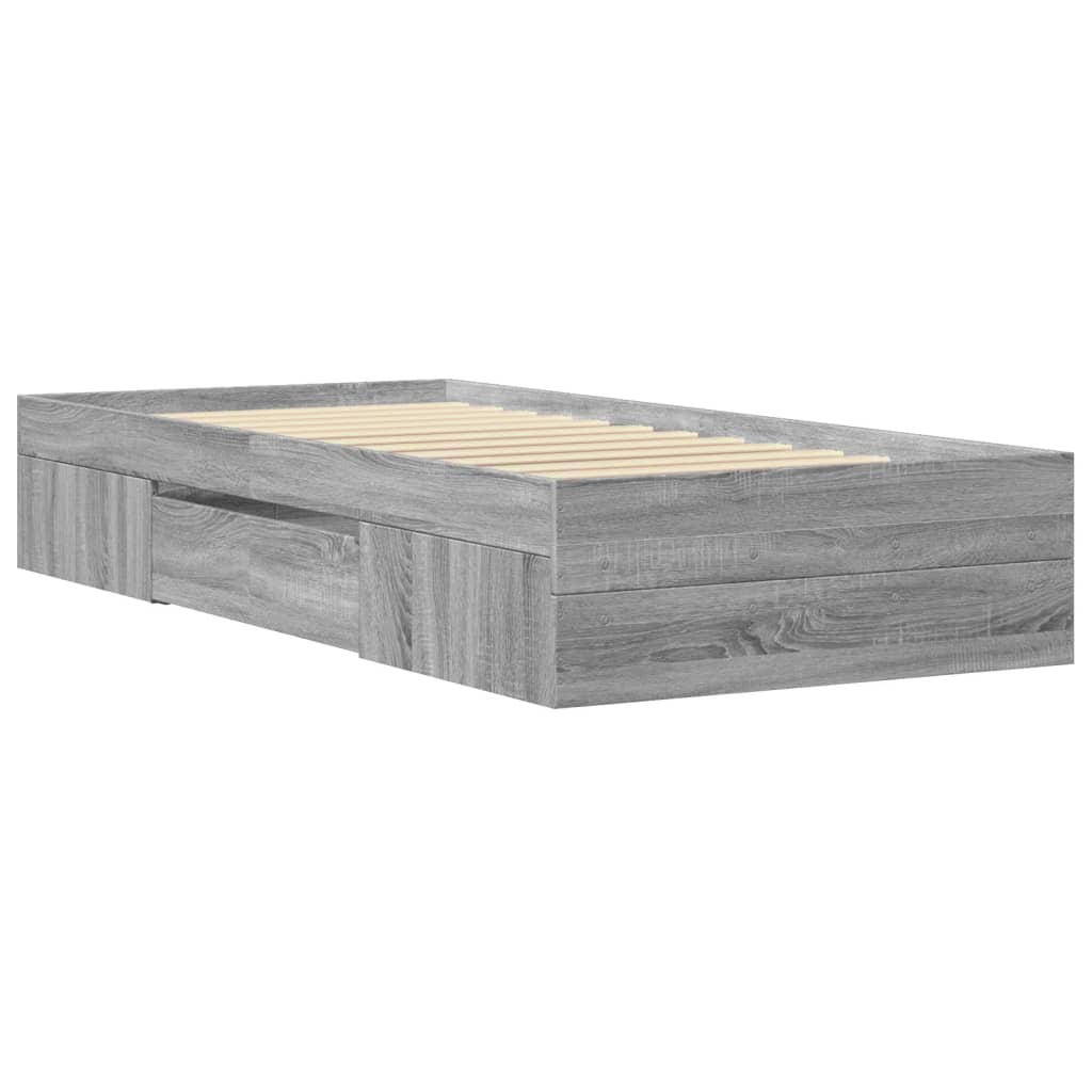 Bedframe bewerkt hout grijs sonoma eikenkleurig 100x200 cm Bedden & bedframes | Creëer jouw Trendy Thuis | Gratis bezorgd & Retour | Trendy.nl