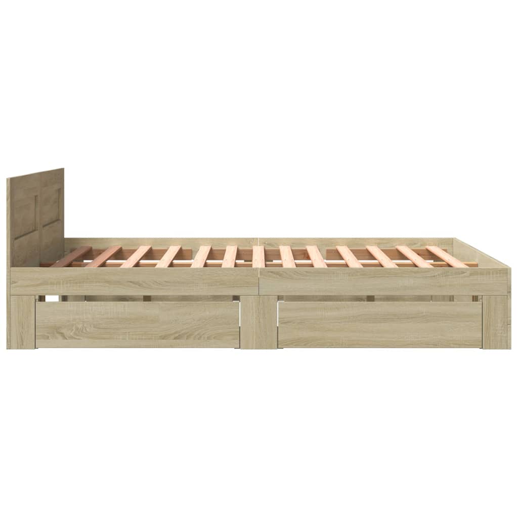 Bedframe met hoofdbord sonoma eikenkleurig 160x200 cm Bedden & bedframes | Creëer jouw Trendy Thuis | Gratis bezorgd & Retour | Trendy.nl