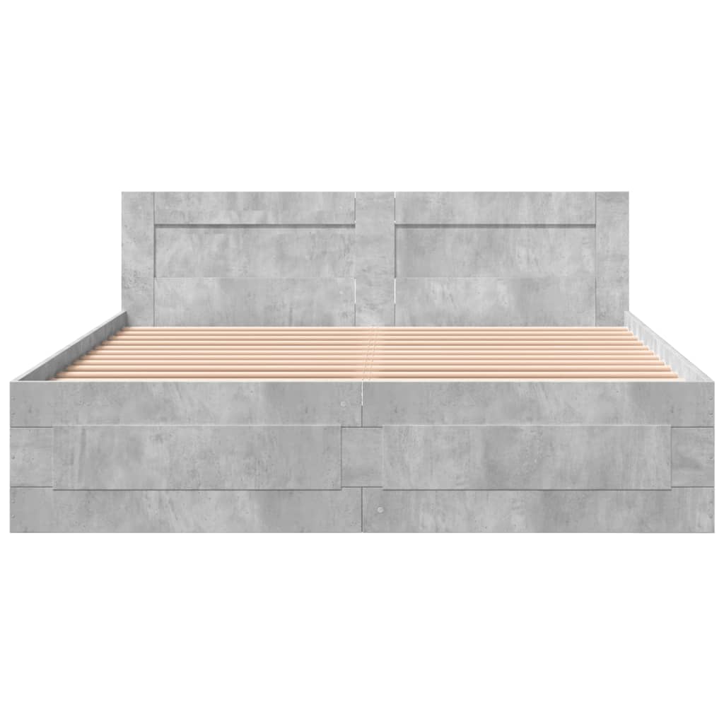 Bedframe met hoofdeinde bewerkt hout betongrijs 150x200 cm Bedden & bedframes | Creëer jouw Trendy Thuis | Gratis bezorgd & Retour | Trendy.nl