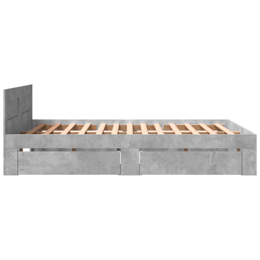 Bedframe met hoofdeinde bewerkt hout betongrijs 150x200 cm Bedden & bedframes | Creëer jouw Trendy Thuis | Gratis bezorgd & Retour | Trendy.nl