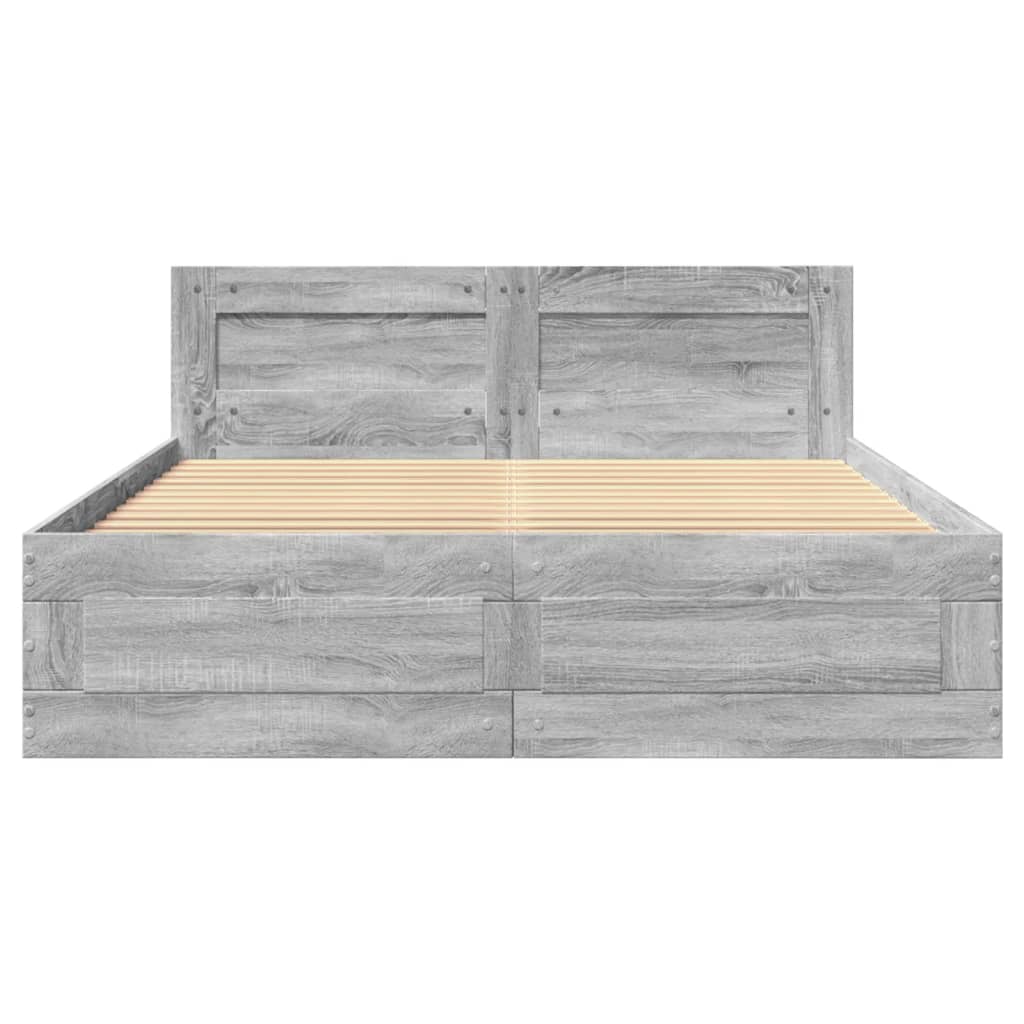 Bedframe met hoofdeinde bewerkt hout grijs sonoma 120x200 cm Bedden & bedframes | Creëer jouw Trendy Thuis | Gratis bezorgd & Retour | Trendy.nl