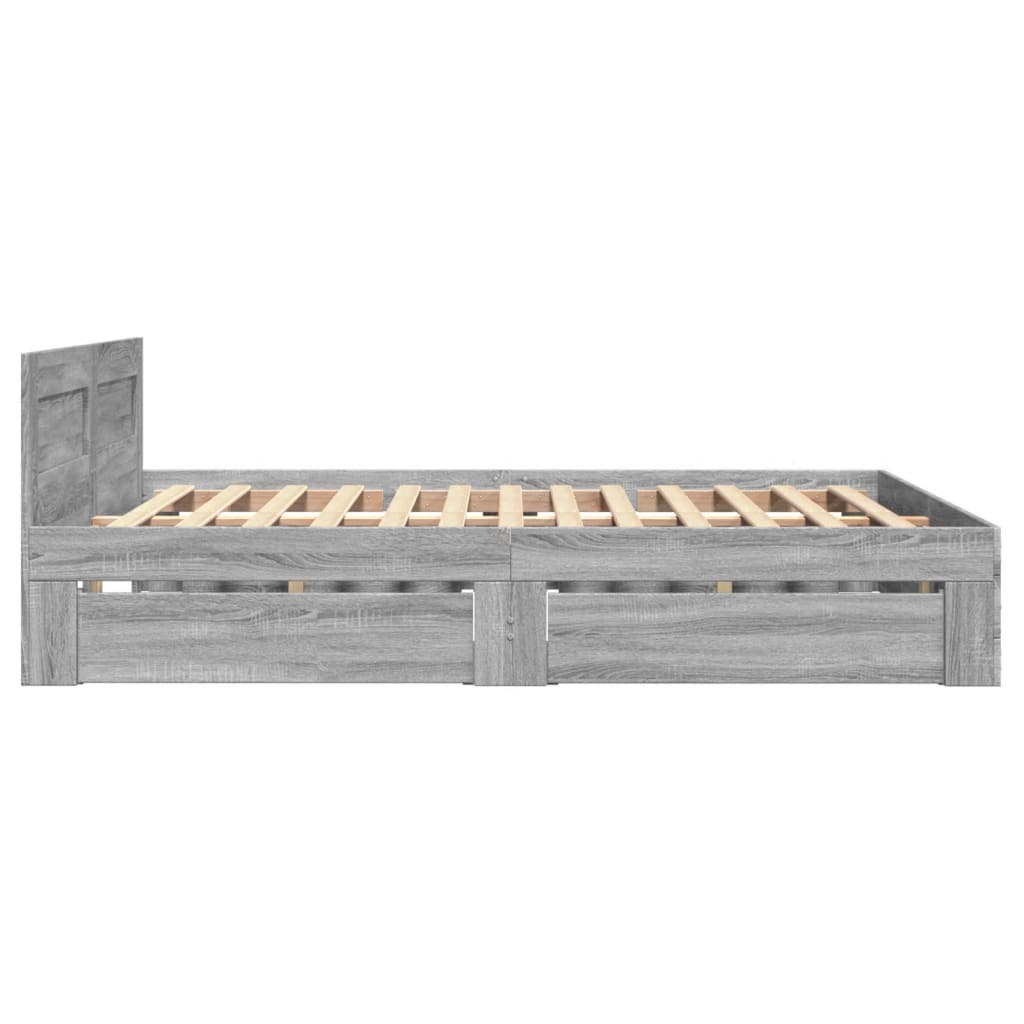 Bedframe met hoofdeinde bewerkt hout grijs sonoma 120x200 cm Bedden & bedframes | Creëer jouw Trendy Thuis | Gratis bezorgd & Retour | Trendy.nl