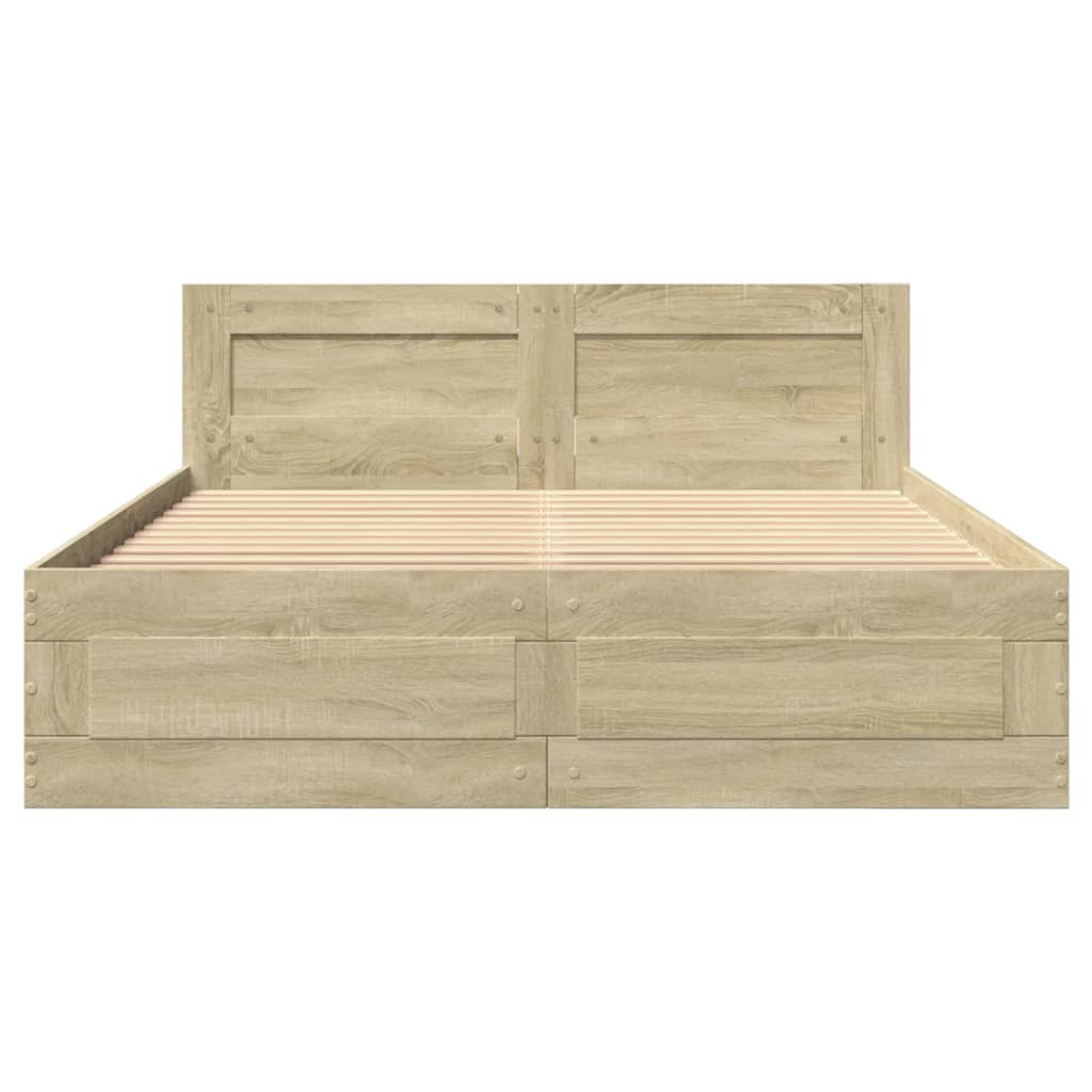 Bedframe met hoofdeinde bewerkt hout sonoma eiken 120x190 cm Bedden & bedframes | Creëer jouw Trendy Thuis | Gratis bezorgd & Retour | Trendy.nl