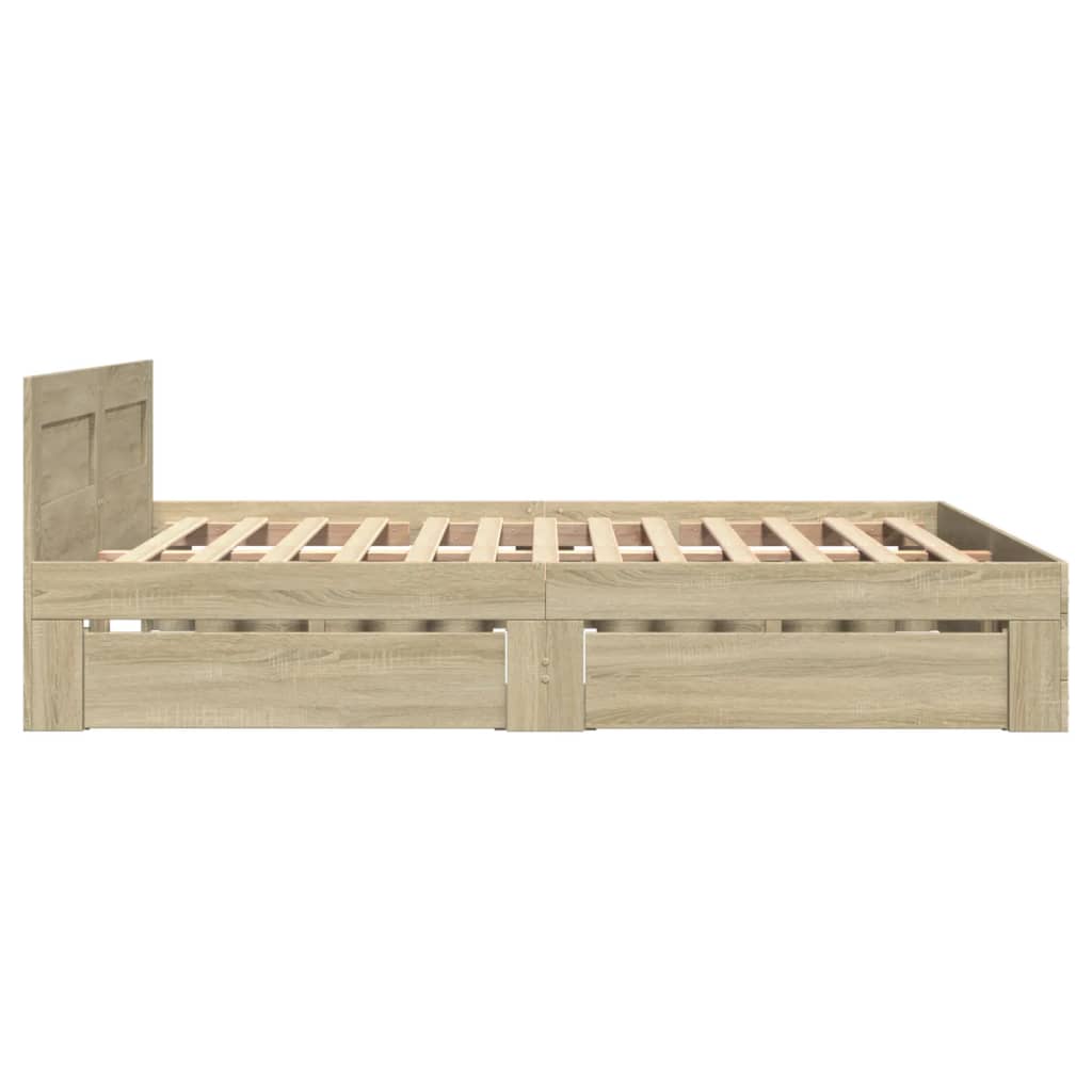 Bedframe met hoofdeinde bewerkt hout sonoma eiken 120x190 cm Bedden & bedframes | Creëer jouw Trendy Thuis | Gratis bezorgd & Retour | Trendy.nl