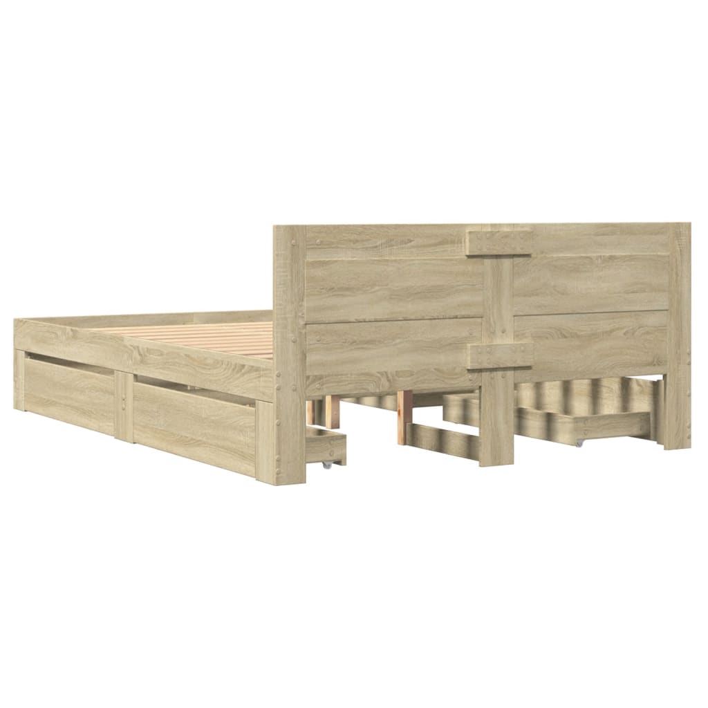 Bedframe met hoofdeinde bewerkt hout sonoma eiken 120x190 cm Bedden & bedframes | Creëer jouw Trendy Thuis | Gratis bezorgd & Retour | Trendy.nl