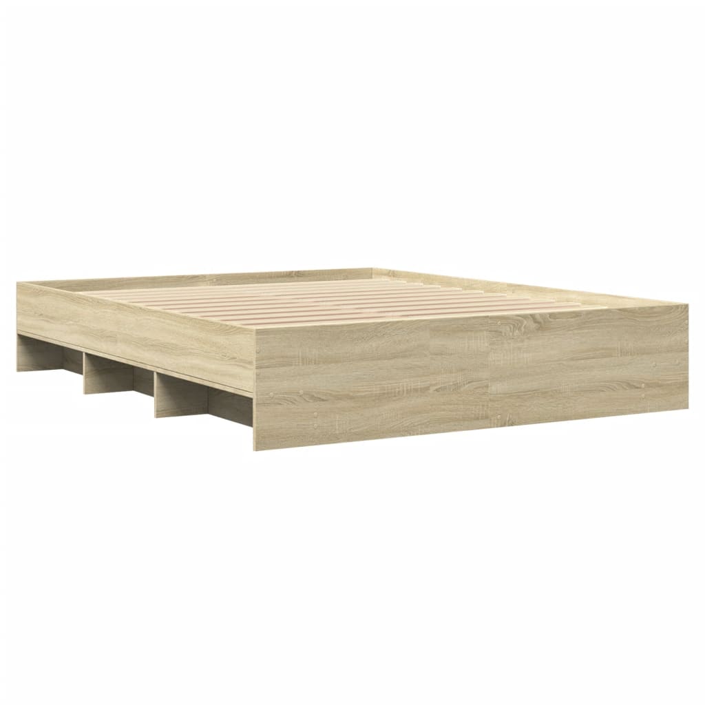 Bedframe bewerkt hout sonoma eikenkleurig 160x200 cm Bedden & bedframes | Creëer jouw Trendy Thuis | Gratis bezorgd & Retour | Trendy.nl