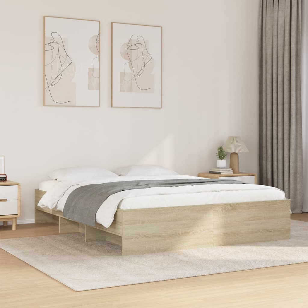 Bedframe bewerkt hout sonoma eikenkleurig 160x200 cm Bedden & bedframes | Creëer jouw Trendy Thuis | Gratis bezorgd & Retour | Trendy.nl