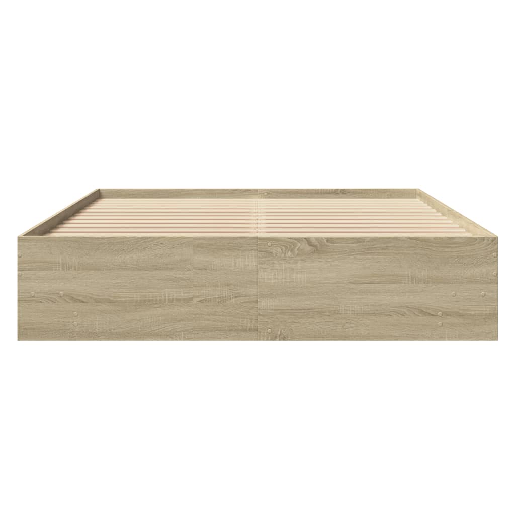 Bedframe bewerkt hout sonoma eikenkleurig 160x200 cm Bedden & bedframes | Creëer jouw Trendy Thuis | Gratis bezorgd & Retour | Trendy.nl