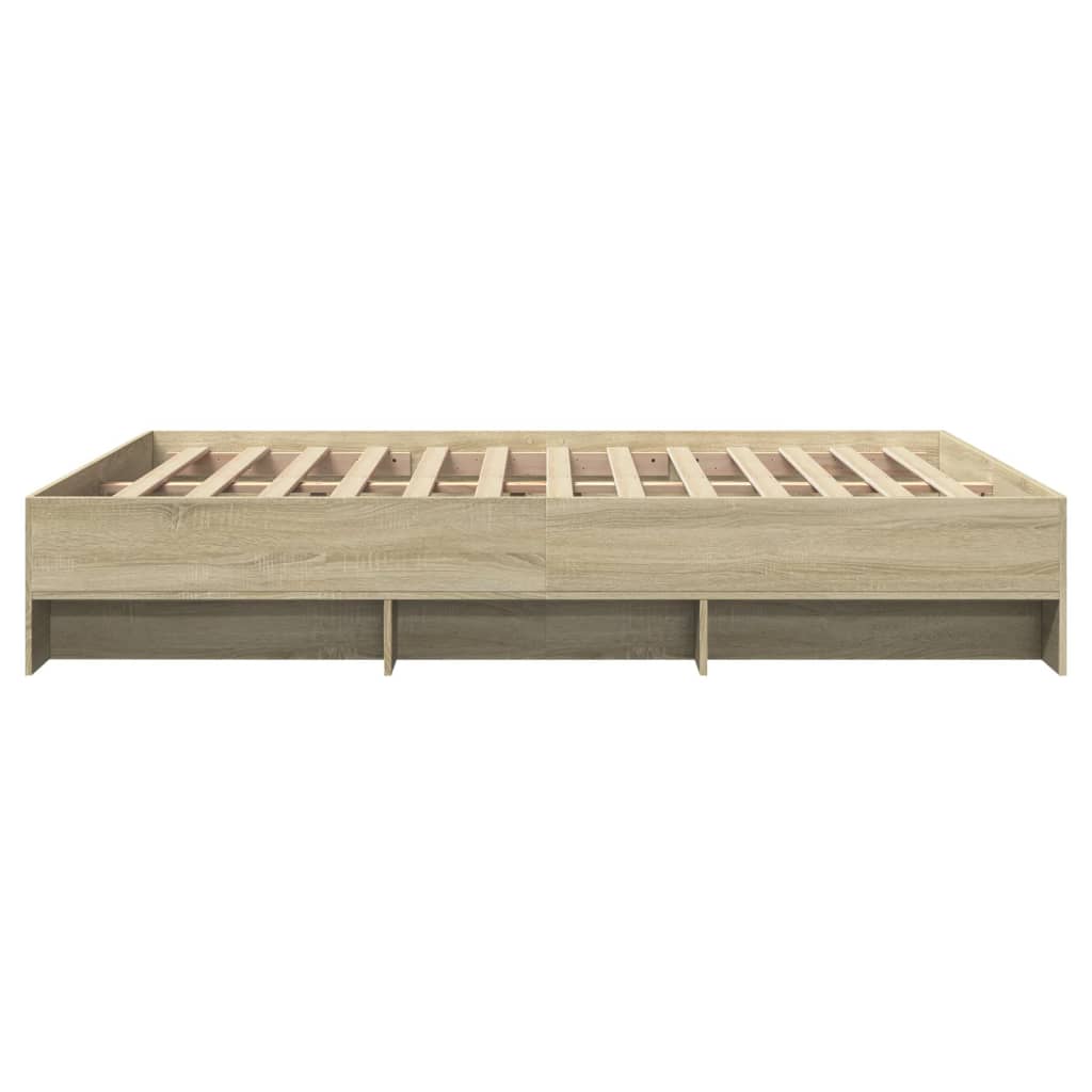 Bedframe bewerkt hout sonoma eikenkleurig 160x200 cm Bedden & bedframes | Creëer jouw Trendy Thuis | Gratis bezorgd & Retour | Trendy.nl