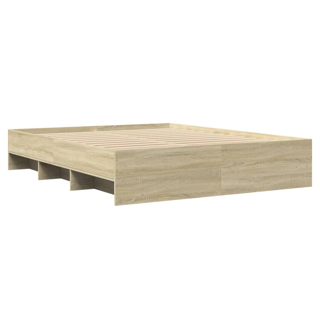 Bedframe bewerkt hout sonoma eikenkleurig 160x200 cm Bedden & bedframes | Creëer jouw Trendy Thuis | Gratis bezorgd & Retour | Trendy.nl