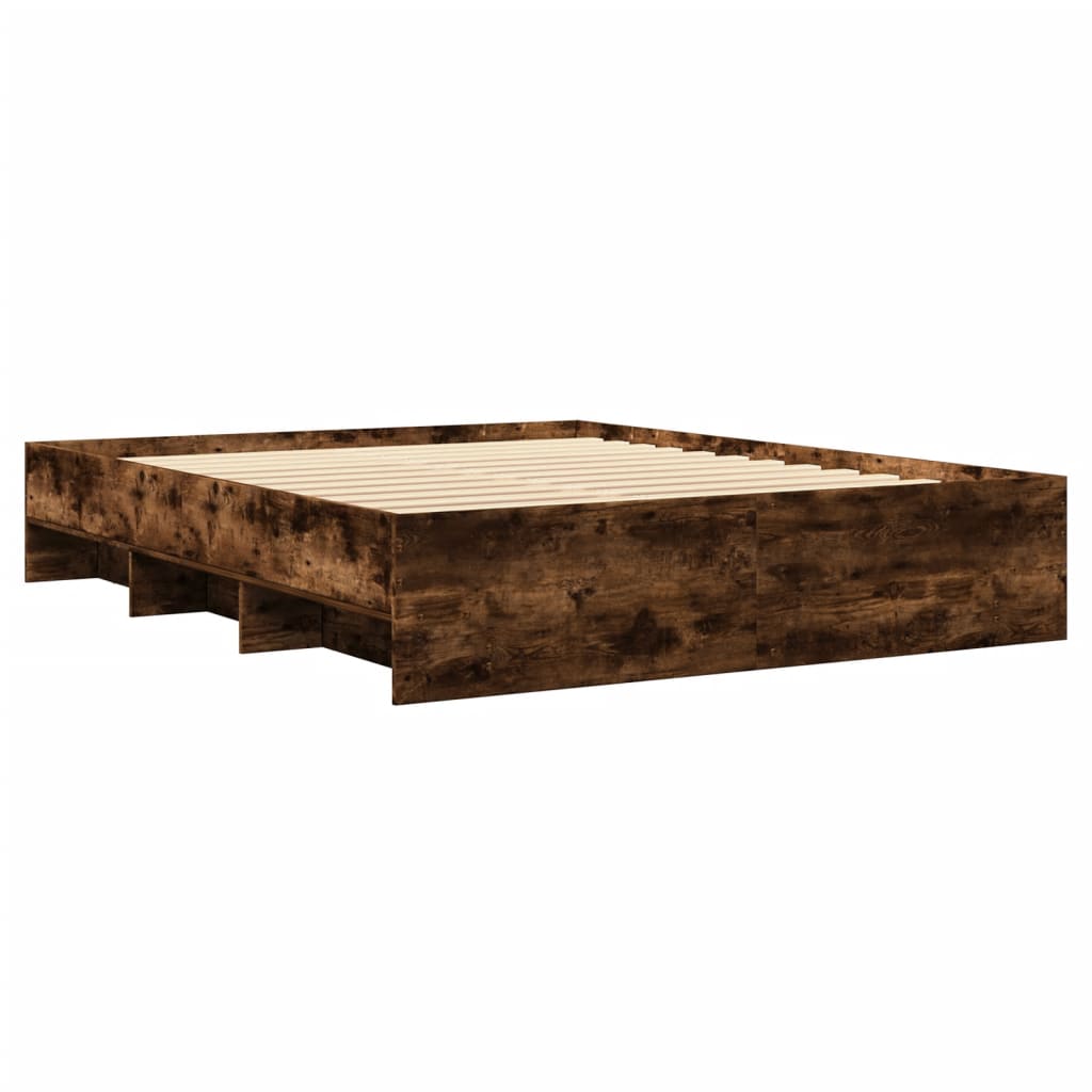 Bedframe bewerkt hout gerookt eikenkleurig 160x200 cm Bedden & bedframes | Creëer jouw Trendy Thuis | Gratis bezorgd & Retour | Trendy.nl