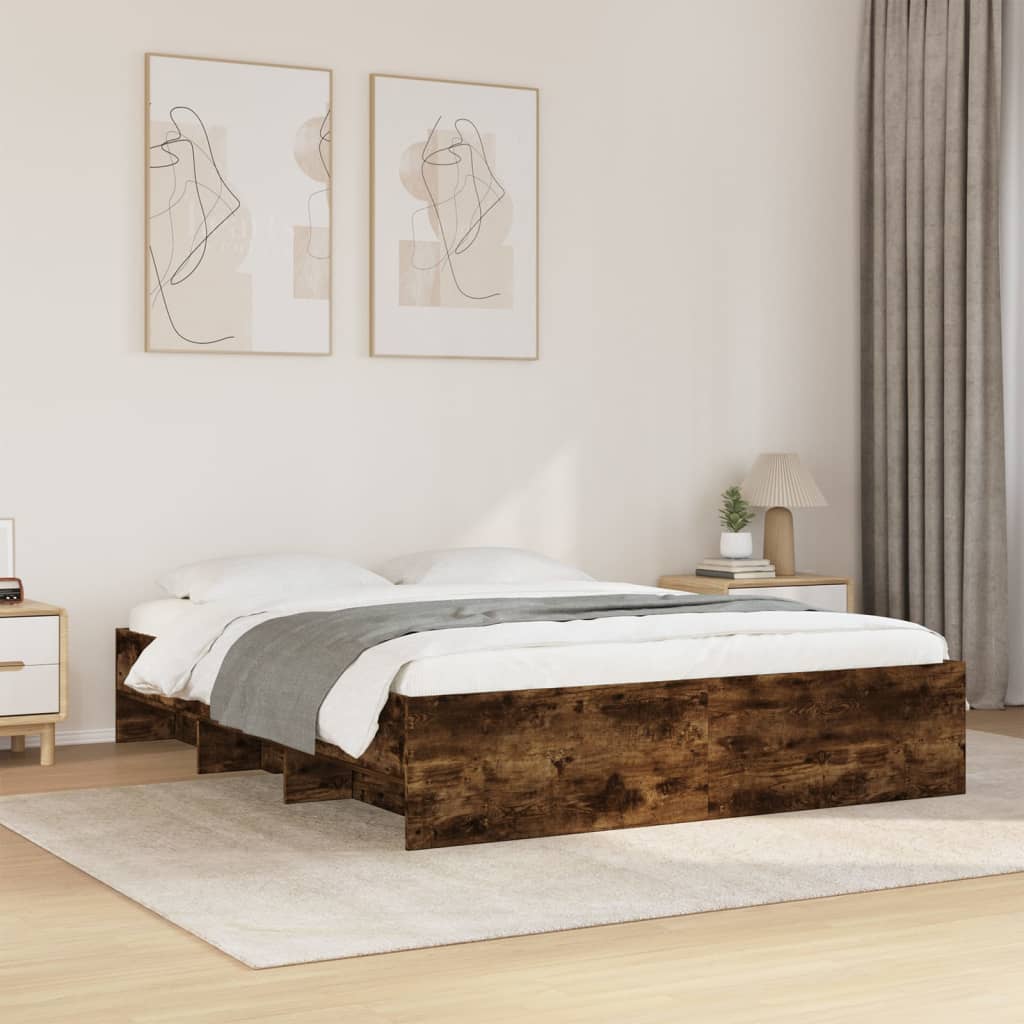 Bedframe bewerkt hout gerookt eikenkleurig 160x200 cm Bedden & bedframes | Creëer jouw Trendy Thuis | Gratis bezorgd & Retour | Trendy.nl