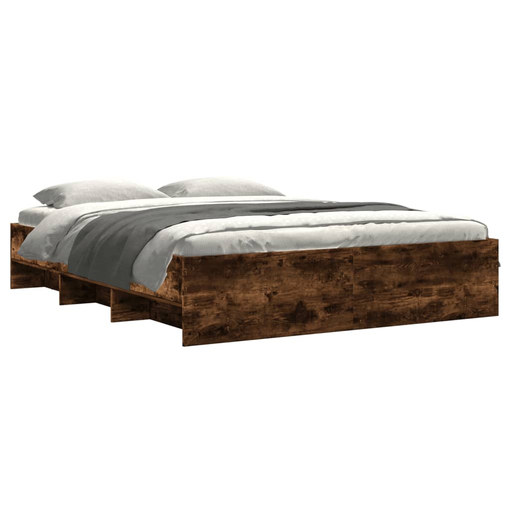 Bedframe bewerkt hout gerookt eikenkleurig 160x200 cm Bedden & bedframes | Creëer jouw Trendy Thuis | Gratis bezorgd & Retour | Trendy.nl