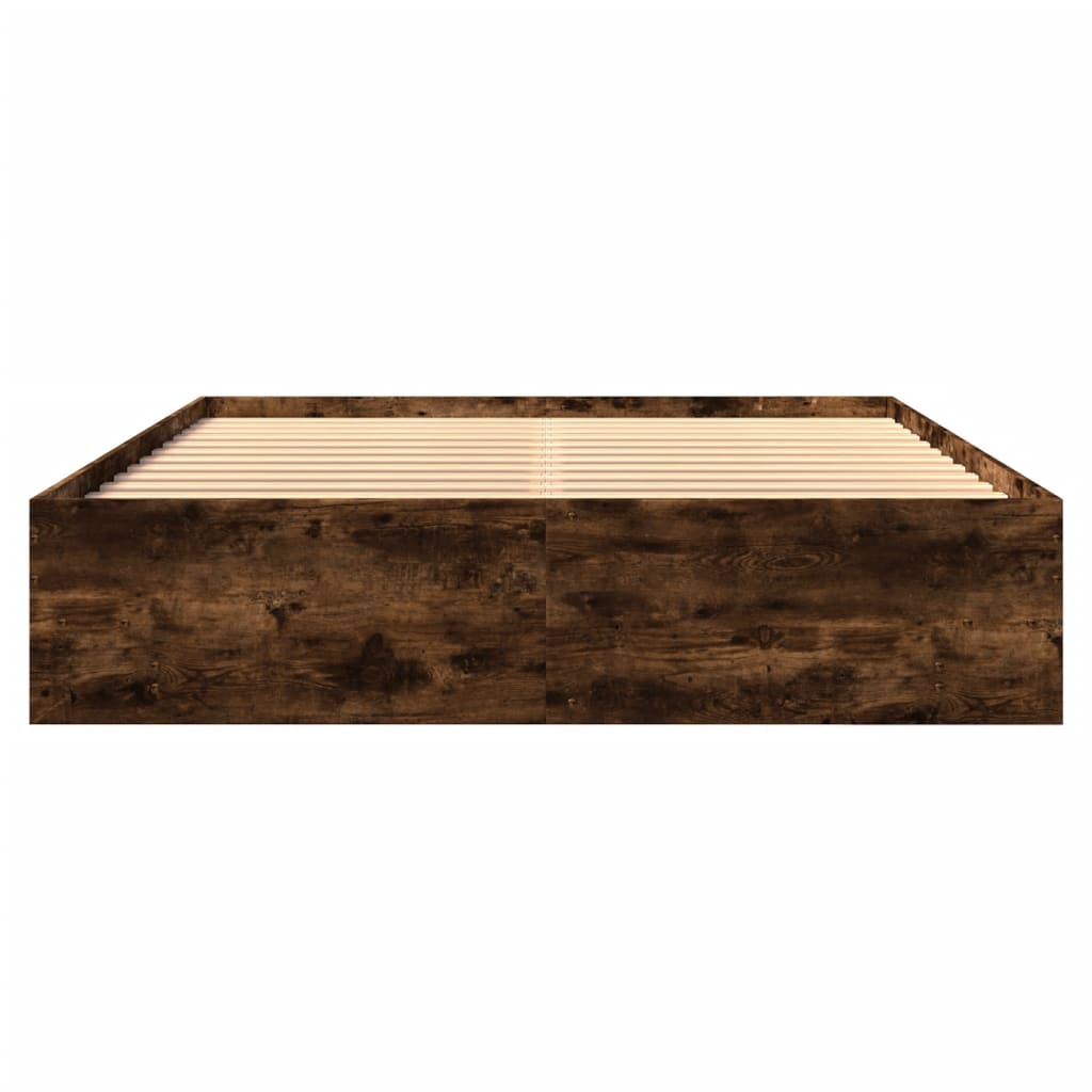 Bedframe bewerkt hout gerookt eikenkleurig 160x200 cm Bedden & bedframes | Creëer jouw Trendy Thuis | Gratis bezorgd & Retour | Trendy.nl