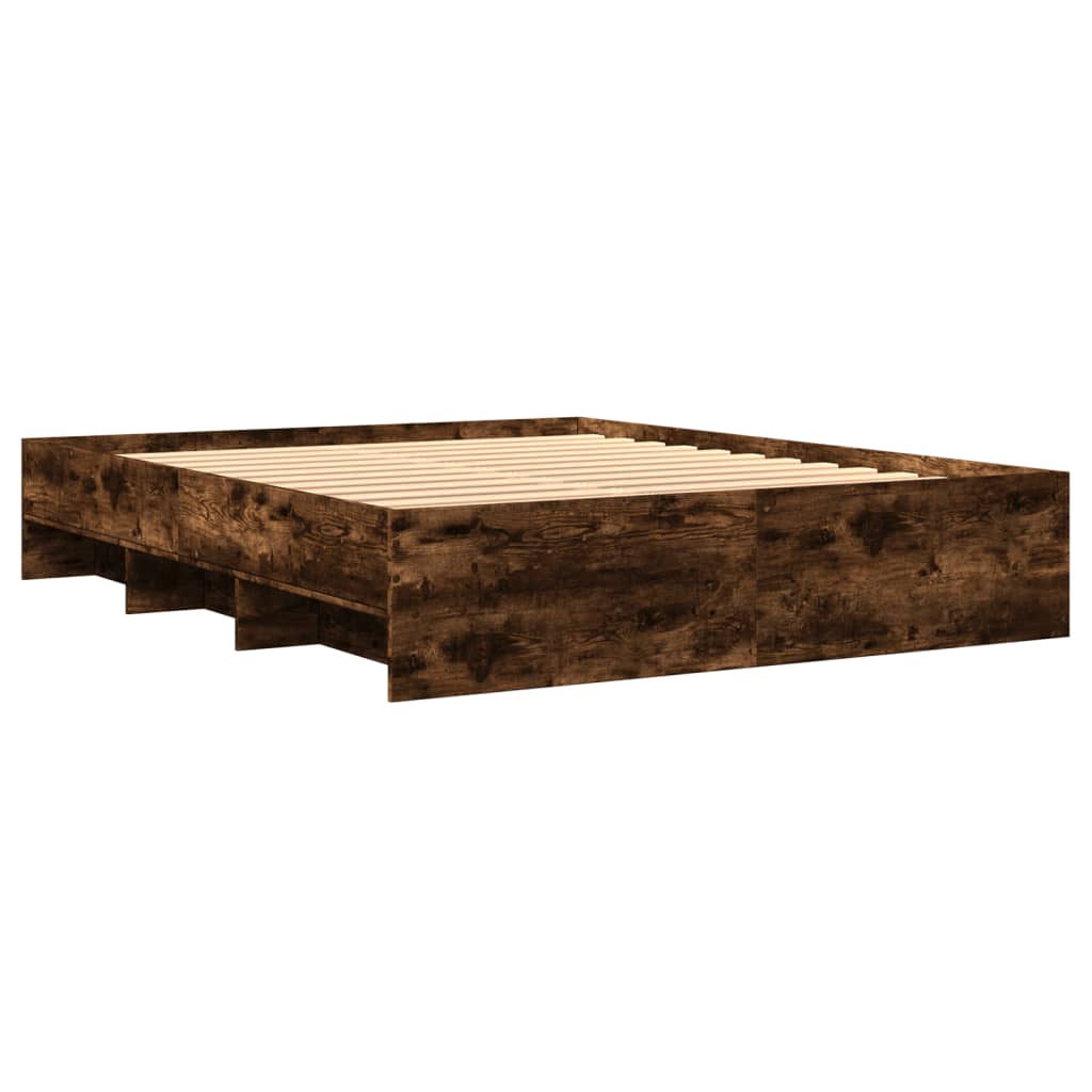 Bedframe bewerkt hout gerookt eikenkleurig 160x200 cm Bedden & bedframes | Creëer jouw Trendy Thuis | Gratis bezorgd & Retour | Trendy.nl