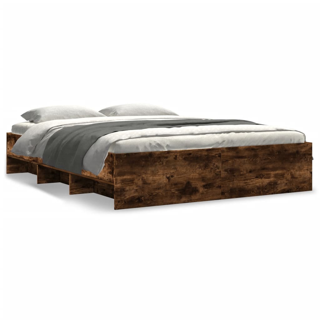 Bedframe bewerkt hout gerookt eikenkleurig 160x200 cm Bedden & bedframes | Creëer jouw Trendy Thuis | Gratis bezorgd & Retour | Trendy.nl