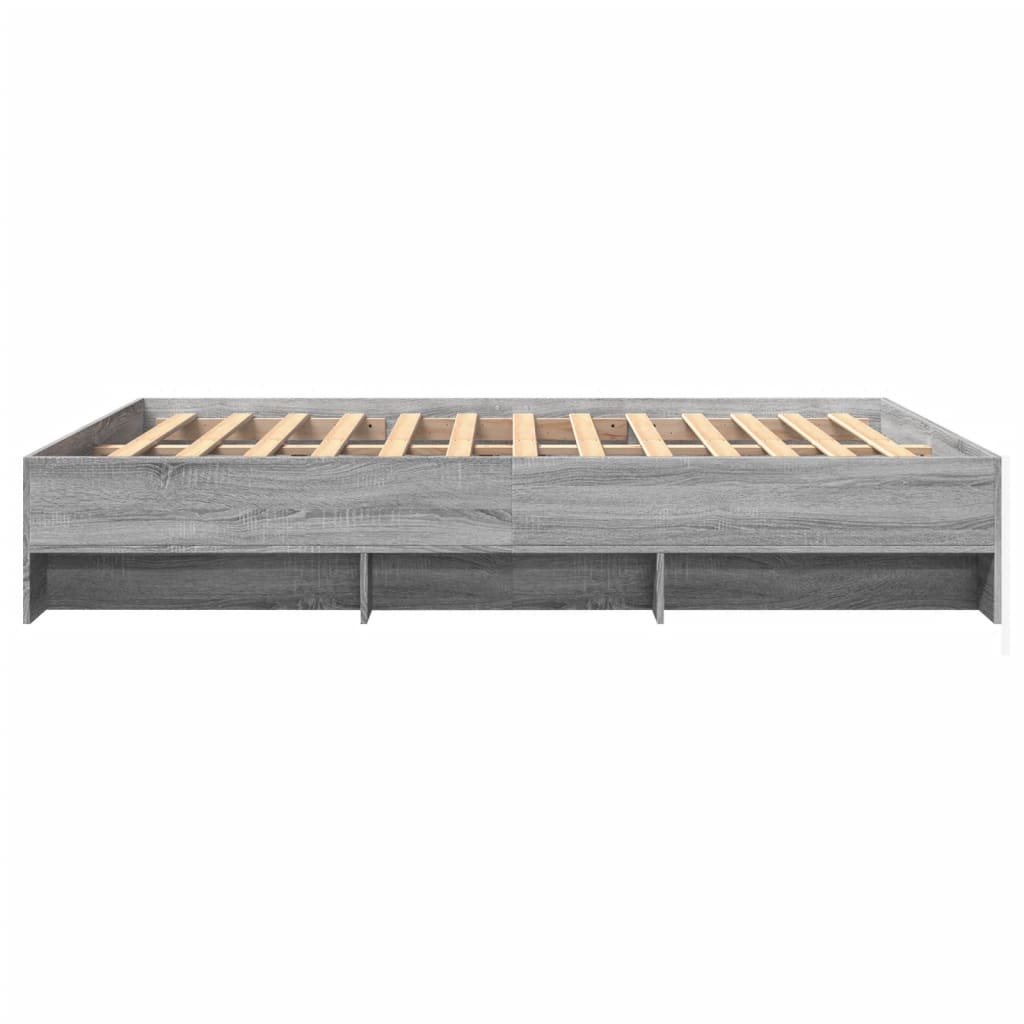 Bedframe bewerkt hout grijs sonoma eikenkleurig 160x200 cm Bedden & bedframes | Creëer jouw Trendy Thuis | Gratis bezorgd & Retour | Trendy.nl